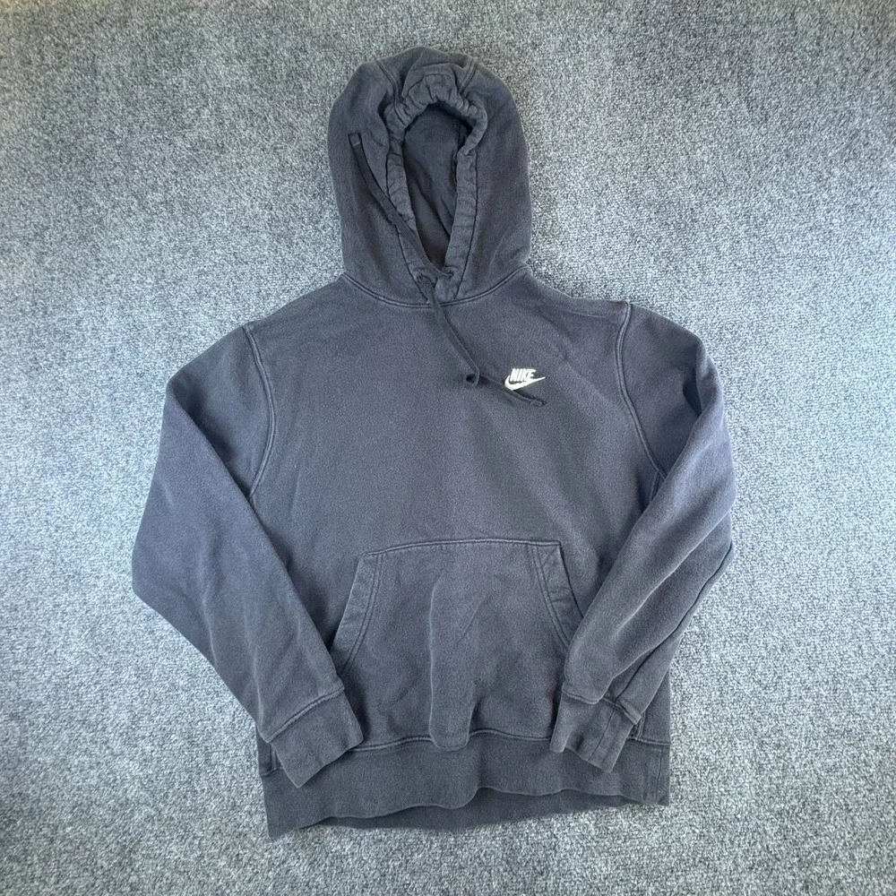 Nike Sportswear Club Hoodie Mens Medium Black Logo Fleece Cotton Kangaroo Pocket